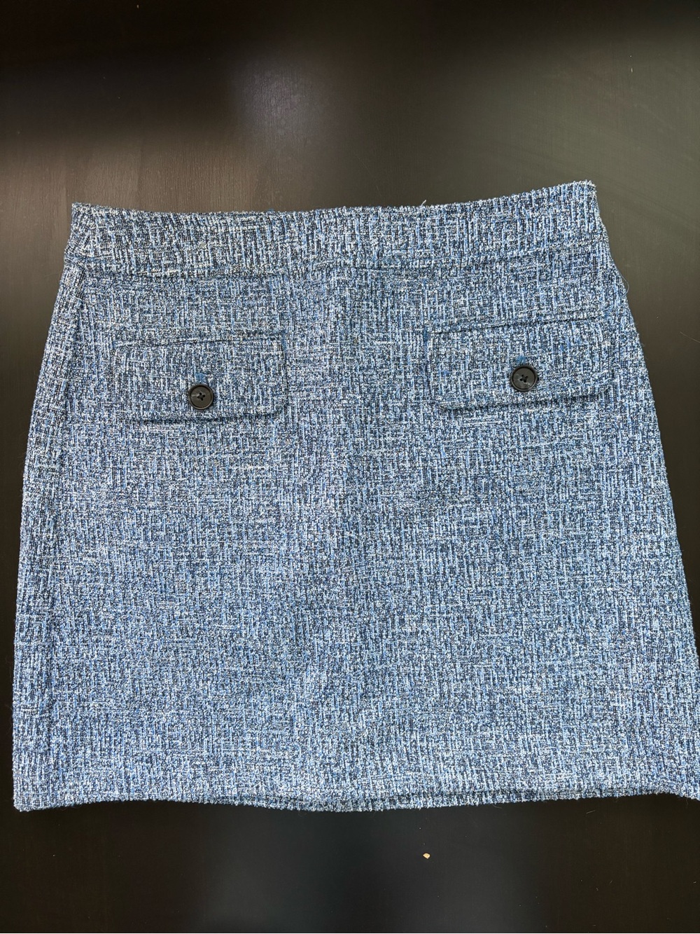 LOFT Blue Tweed Mini Skirt with Front Flap Pockets